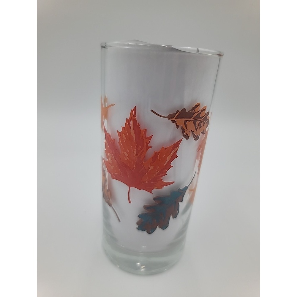 Libbey Crisa Autumn Leaves Tumber Fall Leaves Drinking Glass 6" - Picture 2 of 3